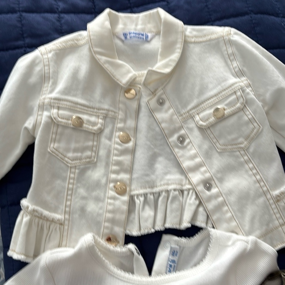 Girls' Cream Jacket with Gold Accents